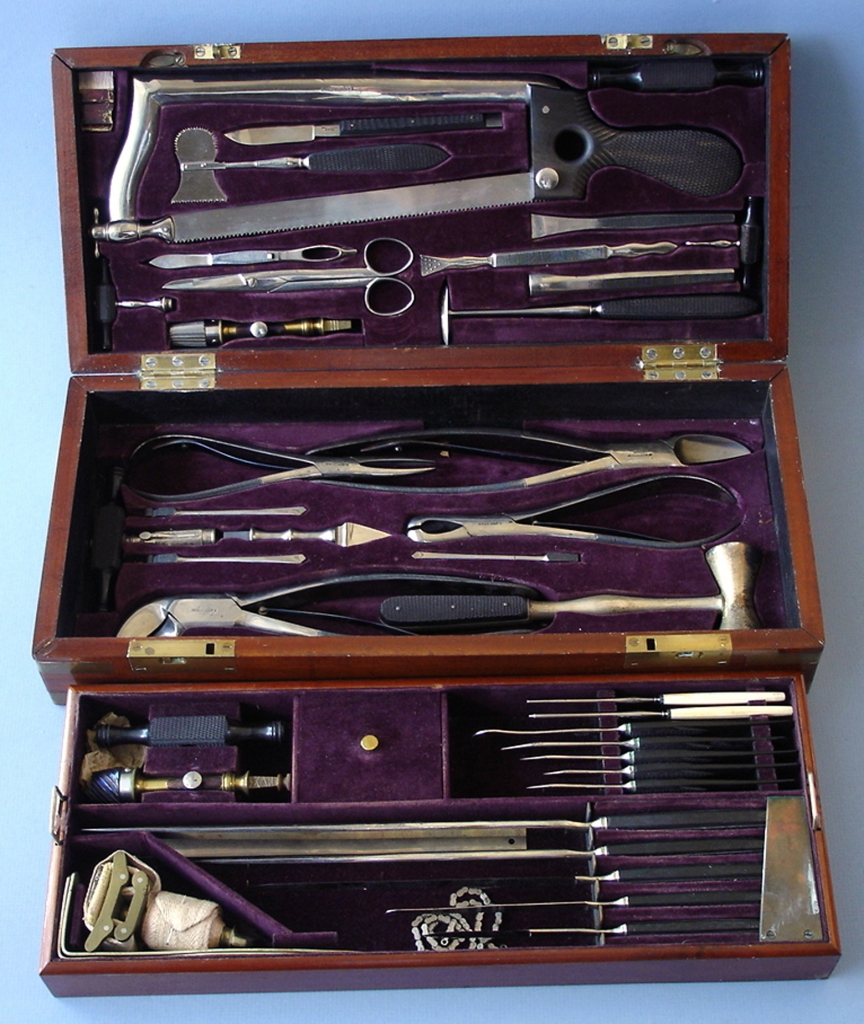A sample of the tools an army surgeon would have carried in the 1860s.